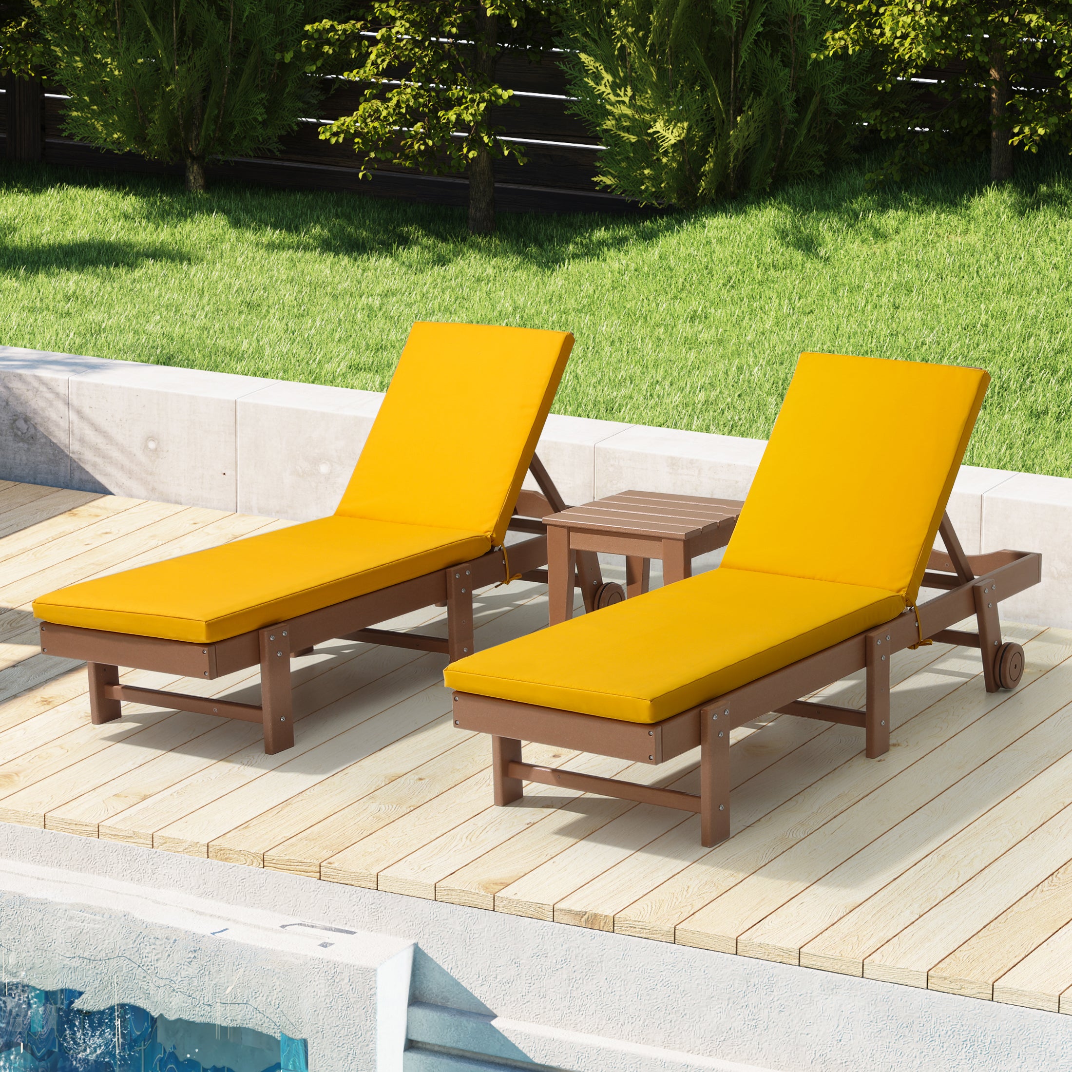 Outdoor Chaise Lounge Cushion (Set of 2) Beige
